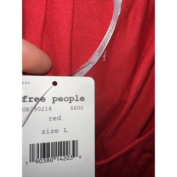 Free People Last Time Red Surplice Bell Sleeve Crop Top Size Large New With Tags - Picture 4 of 6